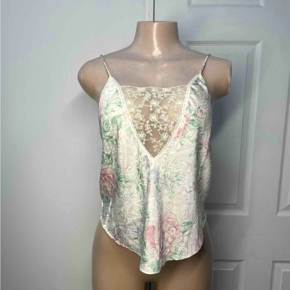 French Maid Floral Lace Camisole in Cream and Pink